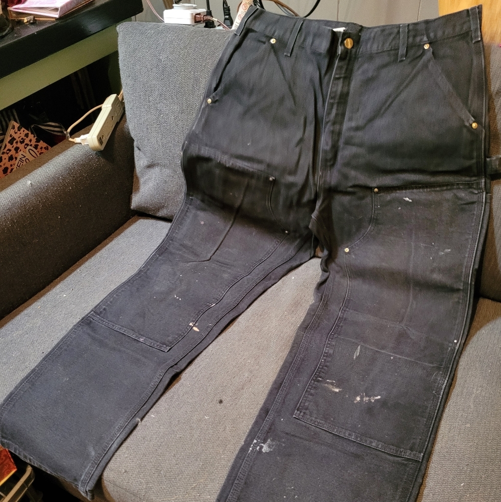 Carhartt mens black reinforced work pants Loose Original Fit 36x34